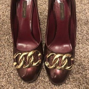 Louis Vuitton vernis purple patent leather pumps 38-8